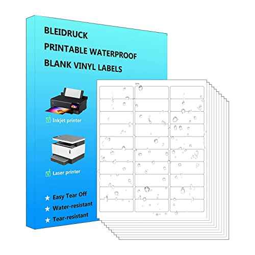 30-UP Shipping Labels 1" x 2-5/8" Address Stickers 20 Sheets 600 Pcs Printable Blank Labels Waterproof Matte White Stickers Vinyl Sticker Paper Dries Quickly for Inkjet Printer