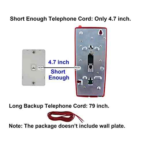 Traditional Red Wall Phones for Landline Mechanical Ringing, Classic 2554 Wall Telephone Ringing Indicator, Retro Wall Phone Hearing Aid, Old Wall Mount Phone for Home,School, Backup Telephone