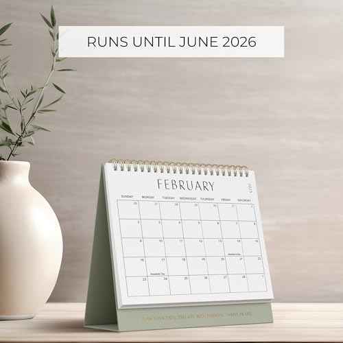 Aesthetic Desk Calendar 2025-2026 - Runs from January 2025 until June 2026 - Beautiful Small Flip Desktop Calendar for Easy Organizing