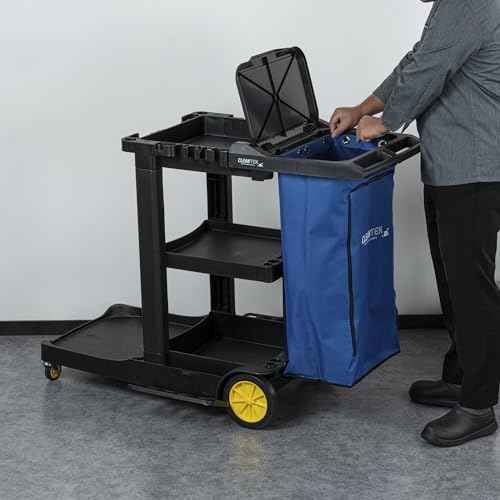 Restaurantware-Janitor CART Bag ONLY: Clean Tek Professional 16.93 x 10.63 x 29.53 Inch Janitorial Bag, 1 Heavy-Duty Receptacle - Janitor Cart Sold Separately, Durable, Blue Plastic Replacement