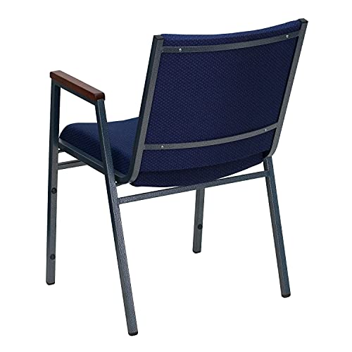 Flash Furniture Hercules Navy Patterned Fabric Stack Chair with Arms (Set of 1)