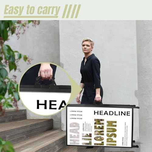 A Frame Sign 24x 36 Inch Heavy Duty Sandwich Board Double-Sided Folding Sign Holder Outdoor Pavement Sign for Businesses Store Signs (Frame only),1PACK