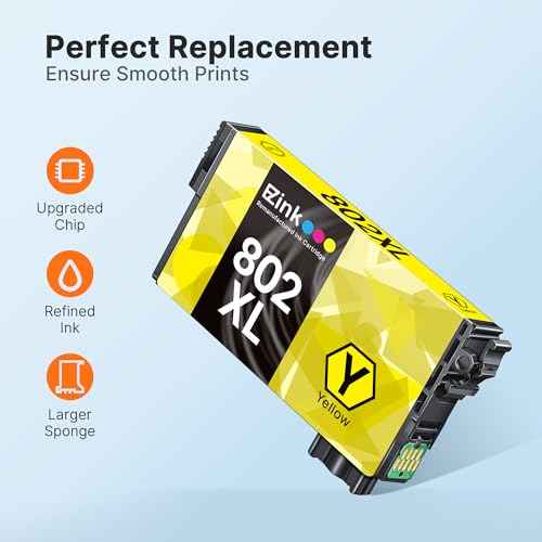 E-Z Ink Remanufactured Ink Cartridge Replacement for Epson 802XL 802 T802XL T802 to use with Workforce Pro WF-4740 WF-4730 WF-4720 WF-4734 EC-4020 EC-4030 (Black Cyan Magenta Yellow, 4 Pack)