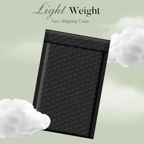 METRONIC Bubble Mailers 4x8 Inch 200 Pack Padded Envelopes Usable Size 4x7 Waterproof Black Padded Mailer Self Seal Adhesive Bubble Envelopes for Shipping Jewelry, Makeup, Small Business