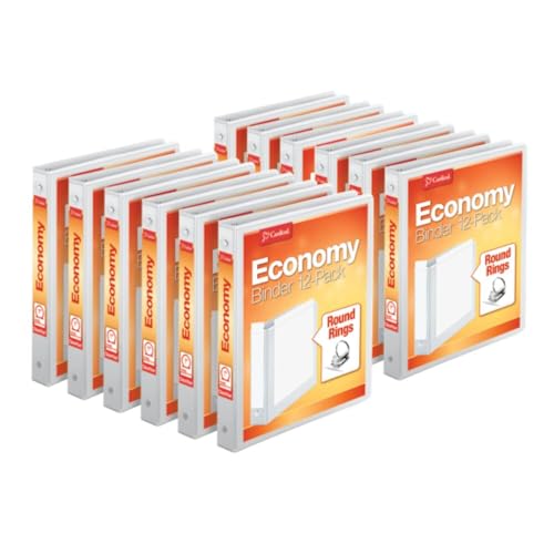Cardinal 1 Inch Round Ring Binders White 12 Pack - Holds 225 Sheets, Customizable Covers, PVC-Free for Office & School