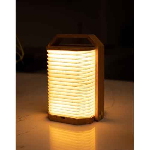 Portable Bamboo Lamp - Foldable Japanese Lantern with USB Charging, Waterproof Tear-Resistant Fiber Paper Shade, Accordion Travel Light for Home Decor Camping Gift