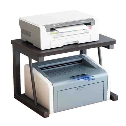 Printer Stand, 2-Tier Desktop Printer Shelf for 3D Laser Printer, Copier, Durable Wood Storage Organizer for Home Office Kitchen, 22.5" W*14.8" D*15" H (2-Tier, Black)