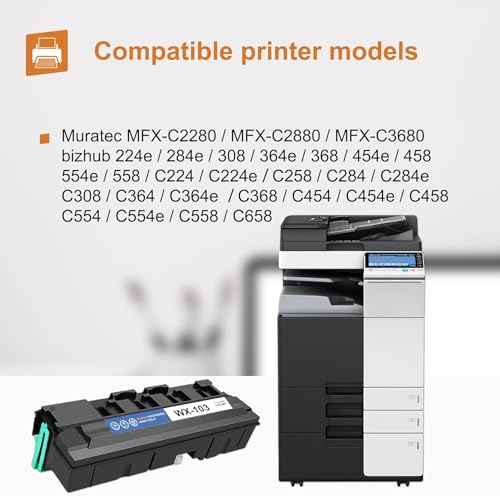 WX-103 WX103 Black Waste Toner 1 Pack Compatible Replacement for Konica Minolta WX103 Waste Toner Work with Bizhub 224e 284e 308 364e 368 454e 458 554e 558 C224 C224e C258 C284 C284e C308 Printer
