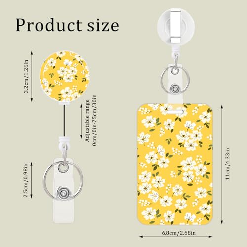 COOKOOKY Flowers Badge Holder Set with Retractable Reel - 3 Pack ID Card Holders for Work, Nurses, Teachers, Students, Women & Men - Variation Flowers#01