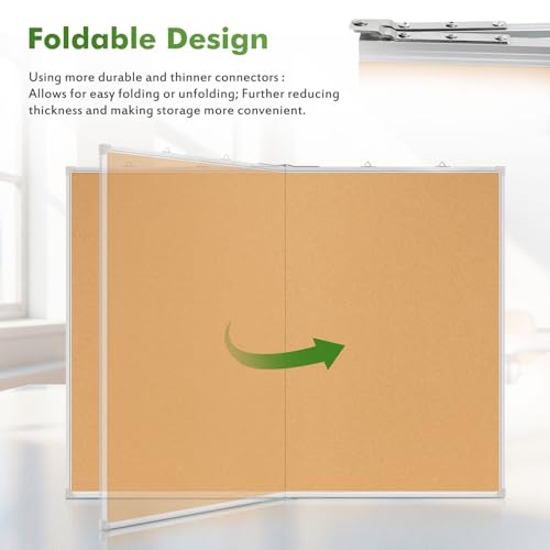 AMUSIGHT Double-Sided Foldable Cork Board 48x36 Inch Wall Organizer
