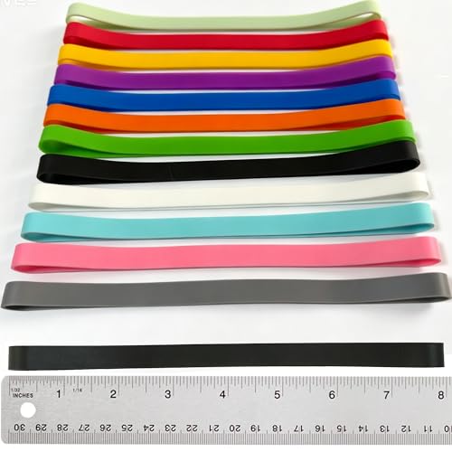 HAIDIBAO Silicone Rubber Bands 12Pcs 8in Multicolor Heavy Duty Wide 0.39in