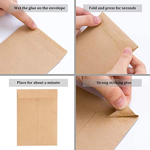 Peony Man 200 Pack 2.25x3.5 Inch Kraft Self-Adhesive Envelopes for Seeds Coins Stamps