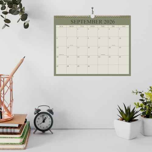2026 Calendar, Wall Calendar 2025-2026 from November 2025 - December 2026, 15 Months Calendar with Premium Paper, Twin-Wire Binding & Hanging Hook, 8.5" x 11", Green
