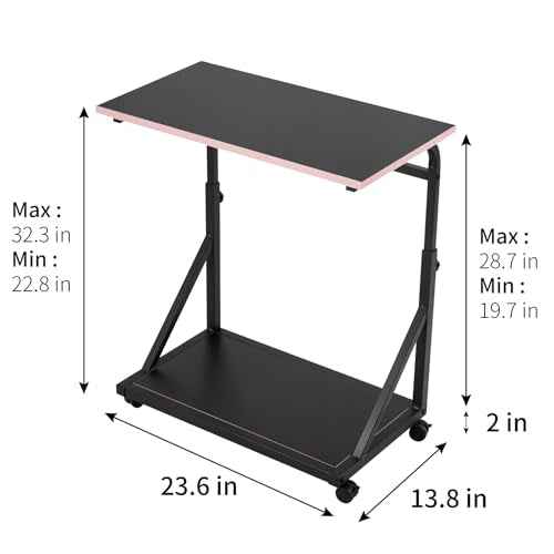 Ergonomic Height Adjustable Computer Tower Stand, 2-Tier CPU Holder Cart Under Desk, PC Floor Stand for Office Gaming Black and Pink