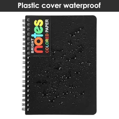 LABUK 4 Pack 5 x 7in Spiral Notebook, Spiral Journals, Poly Cover 7 Bright Neon Colored Lined Paper Memo Pads 100 Sheets/200 Pages for School, Office