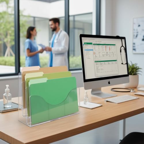 Azar Displays 1-Pack 3-Tier Acrylic Brochure & File Organizer Holder, Wall & Desk Mount, Clear