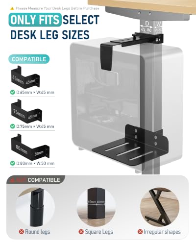TOPSKY Under Desk PC Mount 50 lb Capacity for Standing Desks - No Drill
