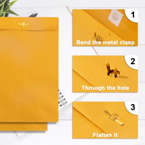 Goefun Brown 6x9 Clasp Envelopes 100 Pack - Reusable Kraft Mailers for Office & Crafts