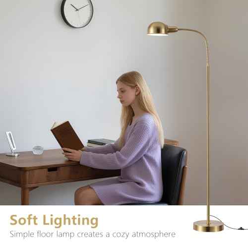 Adjustable Floor Reading Lamp Standing Lamps with Remote Control Gooseneck and Rotatable Shade, Modern for Living Room Bedroom Study Room Office Hotel