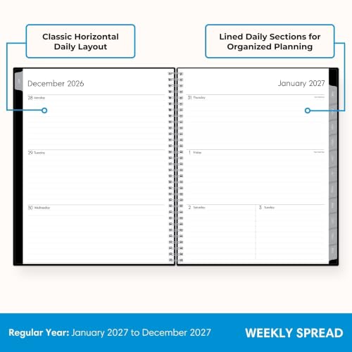 Enterprise Blue Sky 2027 Weekly & Monthly Planner Calendar 8.5x11 - Professional Organizer