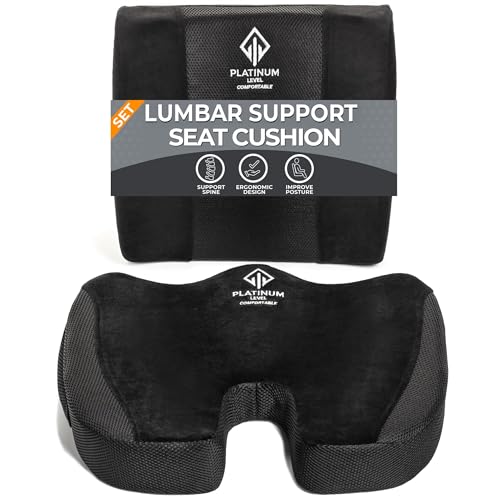Ergonomic Memory Foam Lumbar & Seat Cushion Back,Tailbone Pain Relief