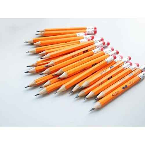S & E TEACHER'S EDITION 610Pcs Wood Pencils Half Pencils with Eraser Top, Golf, Classroom, Pew Wood-cased #2 HB, Hexagon, 610/Box.