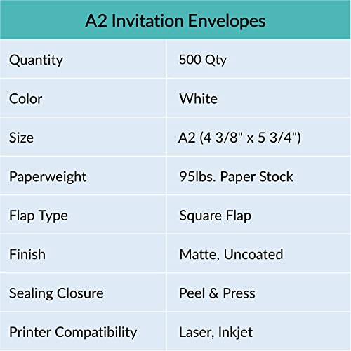 Winlyn 500 Pcs A2 White Invitation Envelopes Self Seal RSVP Mailing