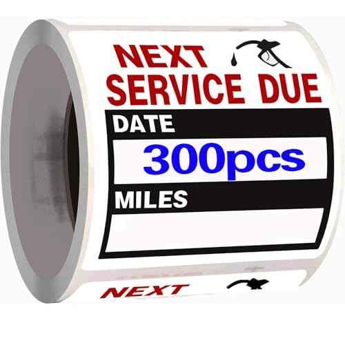 300 Pieces Oil Change Stickers, Service Reminder Labels, Auto Maintenance Service Due Reminder Stickers Labels, 2 x 2 Inch, 1 Roll (Black)