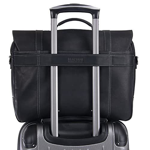 Show Business 16-Inch Colombian Leather Laptop Portfolio Messenger Bag - Kenneth Cole REACTION, Black, One Size