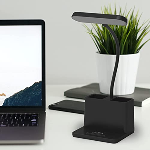 AXX Black LED Battery-Operated Desk Lamp with Pen Holder & Phone Rest