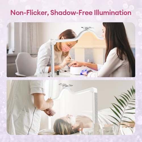 Arch Half Moon Light: Professional 34 inch 420 LED Beads - Nail Lamp for Desk Adjustable Brightness 3 Color Temperature - Foldable Nail Tech Light for Manicure Crafting