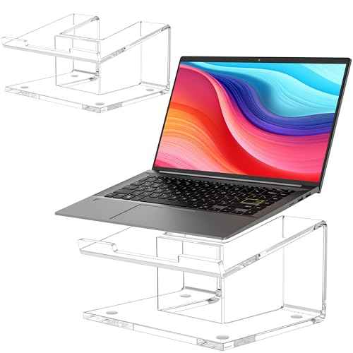 2 Pack Acrylic Laptop Stand for Desk, Computer Riser for 10-15.6 Inch Laptops, Ergonomic Laptop Holder, Computer Stand Compatible with Macbooks and Notebooks- Clear