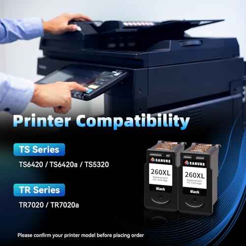 Compatible Ink Cartridge Replacement for Canon 260 260XL Black Ink Cartridges for Canon PIXMA TS6420 TS6420a TS5320 TR7020 TR7020a Printer (Black, 2-Pack)