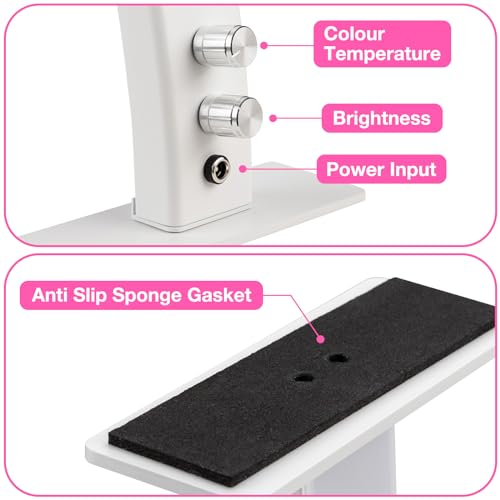 Noverlife 29in Half Moon Light for Nail Desk, 35W 2520 Lumen Manicure Nail Tech Lamp 3 Color Led Lash Light Tattoo Light, 3000k-6000k Stepless Dimming Brightness for Eyelash Beauty Spa Salon
