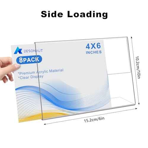 8 pack Acrylic Sign Holder 4 x 6 Inches,Clear Plastic Sign Holder Paper Photo Display£¬Menu Tabletop Stand£¬Clear Acrylic Picture Frame£¬Flyer Holder£¨Horizontal£©