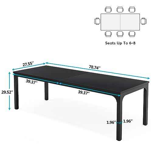 Tribesigns 6.5ft Conference Room Table, 78.74" W x 27.56" D Large Office Meeting Table, Modern Seminar Desk for Boardroom (1, Black)