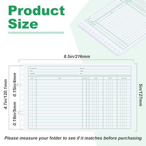 Skyygemm 200 Pcs Ledger Sheets 5 x 8.5 in with Debit/Credit/ Balance Columns – Extra Ledger Paper for Bookkeeping
