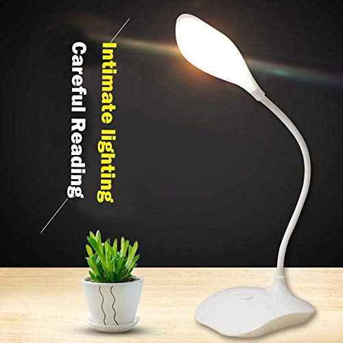 LED Table Lamp,Portable Eye-Protected Flexible Gooseneck Small Desk Lights for Dorm Study Office Bedroom-USB and 3 AA Batteries Powered (5 Pack)