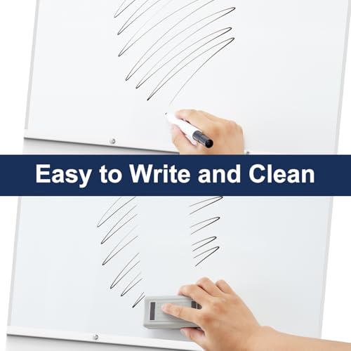 TSJ OFFICE White Mobile Standing Whiteboard 40 x 26 Inches with Adjustable Height & Angle