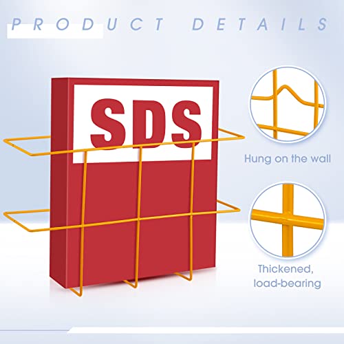 Nuenen 2 Packs MSDS Binder Holder Wall Mount MSDS Binder Rack Mounting Wire 3 Ring Storage for File Magazine Book Sheet Organizer Safety Display Office Home, 13.78 x 8.66 x 4.33 Inch