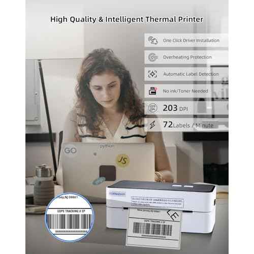 Shipping Label Printer, USB Label Printer for Small Business & Package, Support Windows&Mac, Compatible with USPS Shopify Ebay Etsy (USB Only)
