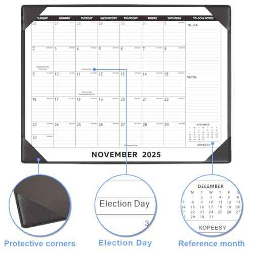 Large Desk Calendar 2025-2026 with Desktop Mat, KOPEESY 22" x 17" Desktop Calendar, From Now to December 2026, Office Supplies Desk Blotter Calendar for Home School and Office