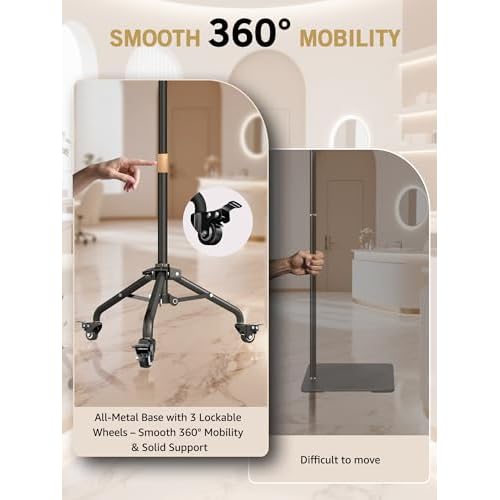Lash Light for Eyelash Extensions, Floor Lamp with Moveable Stand & Flexible Arm, Esthetician Light with Adjustable Height & Color Temperature for Nail Art/Tattoo/Beauty/Makeup/Eyebrow/Skincare/Craft