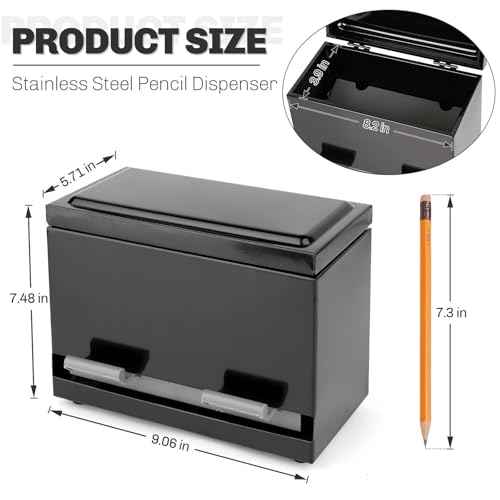Stainless Steel Pencil Dispenser/Pen Holder for Classroom Home Restaurant for Bulk Pencils Storage/Unwrapped Drinking Straws Storage (Black)