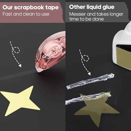 1.5X Longer Scrapbook Tape, 6 Pack Double Sided Tape Roller for Crafts, Adhesive Glue Runner for School Office Teacher Journal Supplies, Glue Roller for Kids and Adults, 240FT Total