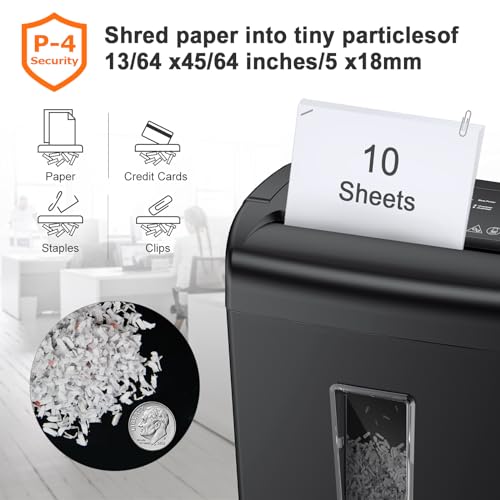 Bonsaii Black 10-Sheet Heavy Duty Cross Cut Paper Shredder for Home & Office