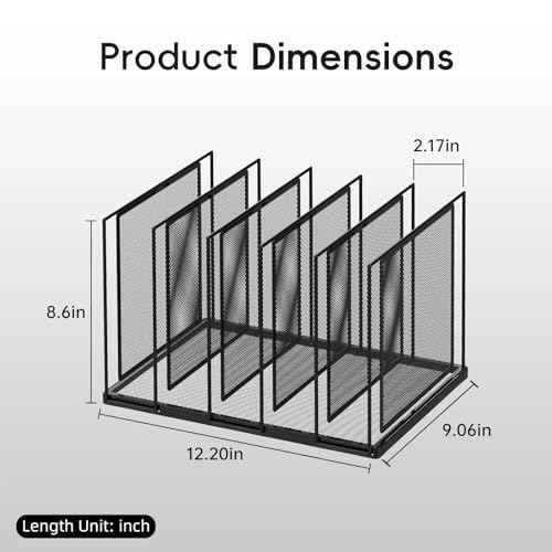 File Organizer for Desk, 5-Section Vertical File Sorter, Paper Holder Organizer Standing Metal File Folder for Office Home Classroom, Black