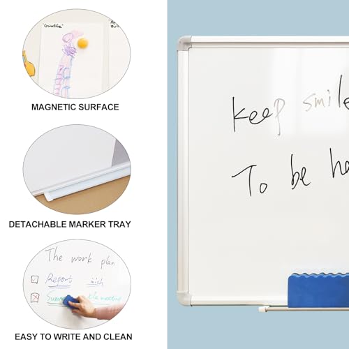 White & Grey Felt Bulletin & Magnetic Dry Erase Board 36x24 Inch - DEVELOP