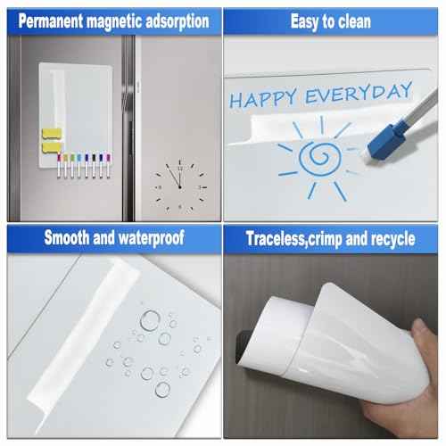 2 Pack PET Magnetic Whiteboard for Fridge, Small Magnetic Dry Erase Boards with 8 Markers and 2 Eraser, Reusable Blank Magnet White Board Sheets for Home, Kitchen, Office, Classroom - 12" x 8"