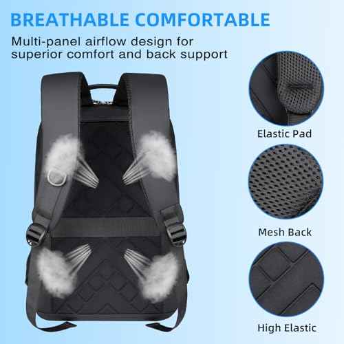 Carry on Travel Backpack for Airplanes, TSA 15.6 inch Laptop Bag Flight Approved for Men, Suitcase Backpack Luggage Business Work Weekender Bag - Travel Backpack for Men Women - Black
